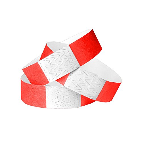 Product Cover WristCo Neon Red 3/4 Inch Tyvek Unnumbered 500 Count Paper Wristbands for Events