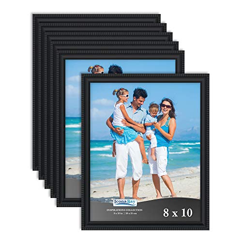 Product Cover Icona Bay 8x10 Picture Frames (6 Pack, Black) Picture Frame Set, Wall Mount or Table Top, Set of 6 Inspirations Collection