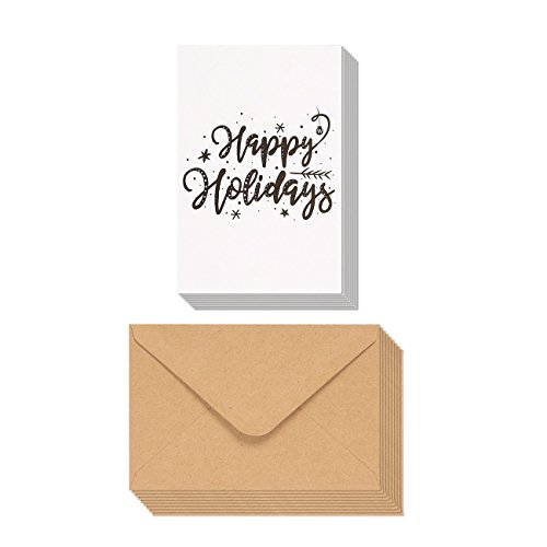 Product Cover 48-Pack Merry Christmas Greeting Cards Bulk Box Set - Happy Holidays Xmas Greeting Cards with Cursive Typographic Design, Envelopes Included, 4 x 6 Inches