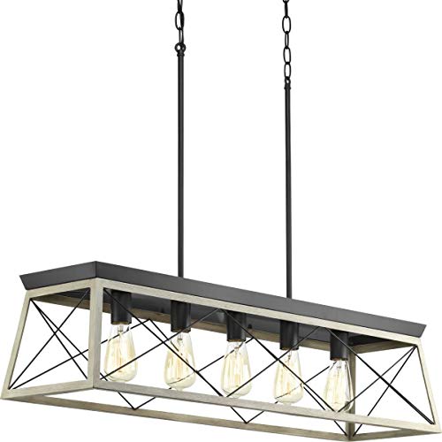 Product Cover Progress Lighting P400048-143 Briarwood Graphite Five-Light Linear Chandelier,