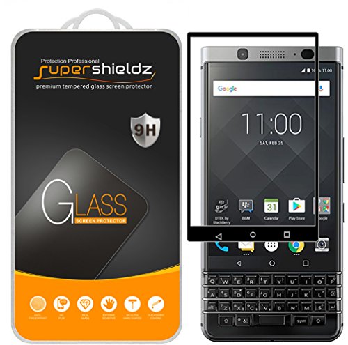Product Cover Supershieldz (2 Pack) for BlackBerry Keyone Tempered Glass Screen Protector, (Full Screen Coverage) Anti Scratch, Bubble Free (Black)