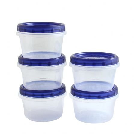 Product Cover Clear Plastic Food Containers 16 oz With Screw-On Lids 5 Pack, Great Quality