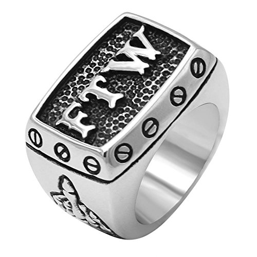 Product Cover enhong 316L Stainless Steel Mens Outlaw Punk FTW Silver Biker Rings Motorcycle Jewelry US 7,8,9,10,11,12,13,14,15
