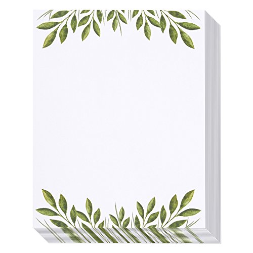 Product Cover Stationery Paper - 96 Pack Leaf Themed Printer Friendly Letter Size Sheets - 8.5 x 11 Inches