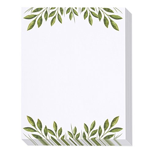 Product Cover Stationery Paper - 48 Pack Leaf Themed Printer Friendly Letter Size Sheets - Letterhead Weddings, Anniversaries, Graduations - 8.5 x 11 Inches