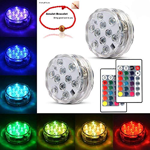 Product Cover Underwater Submersible LED Lights Waterproof Multi Color Battery Operated Remote Control Wireless LED lights for Hot Tub,Pond,Pool,Fountain,Waterfall,Aquarium,Party,Vase Base,Christmas,IP68 2pack