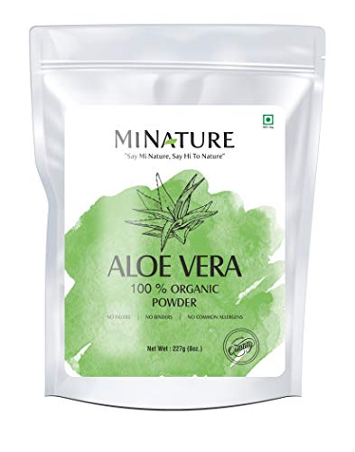 Product Cover 100% Organic Aloe Vera Powder USDA CERTIFIED by mi nature - 8 OZ / 227 g / 1/2 lb | Aloe Barbadensis | Vegan | Non GMO
