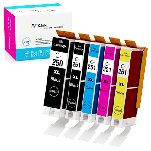 Product Cover K-Ink Compatible Ink Cartridge Replacement for Canon PGI-250 CLI-251 PGI 250 CLI 251 XL for PIXMA MX922, MG7520, MG7120, MG5520, iP8720, MG6620, MG5420, MG6320, iX6820, iP7220 Printers - 5 Pack