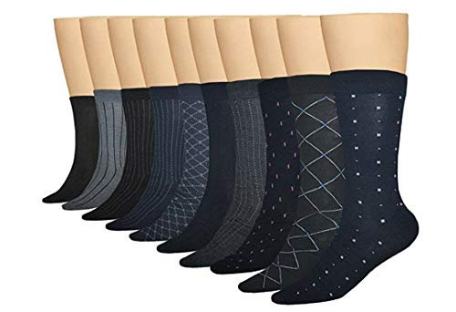 Product Cover 3KB Men's Dress Socks (10 Pairs Per Pack) - Variety of Patterns and Sizes