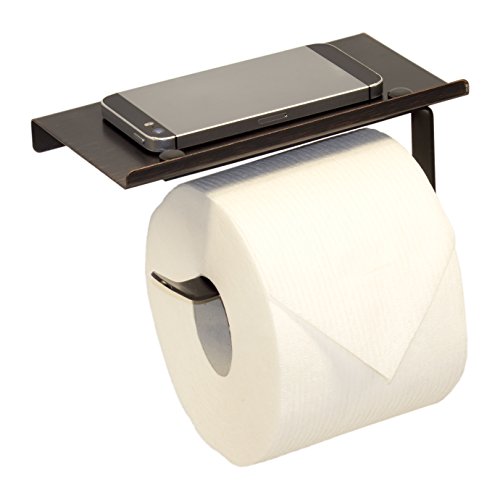 Product Cover Neater Nest Reversible Toilet Paper Holder with Phone Shelf, Modern Style (Oil Rubbed Bronze, Single)