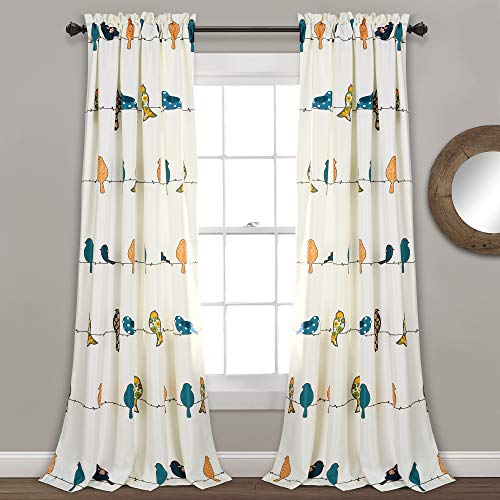 Product Cover Lush Decor Rowley Birds Curtains Room Darkening Window Panel Set for Living, Dining, Bedroom (Pair), 84