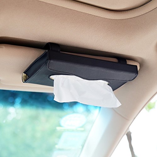 Product Cover eJiasu Car Tissue Holder, Sun Visor Napkin Holder, Car Visor Tissue Holder, PU Leather Backseat Tissue case Holder for car,Vehicle(Black)