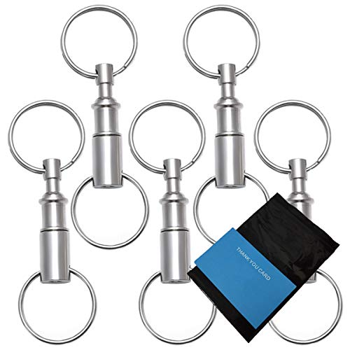 Product Cover Rongbo 5 Pack Quick Release Detachable Pull Apart Key Rings Keychains,Double Spring Split Snap Seperate Chain Lock Holder Convenient Accessory Gift (5Pack)
