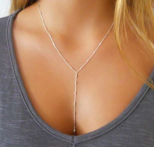 Product Cover Sterling Silver Y Shape Lariat Necklace - Handmade