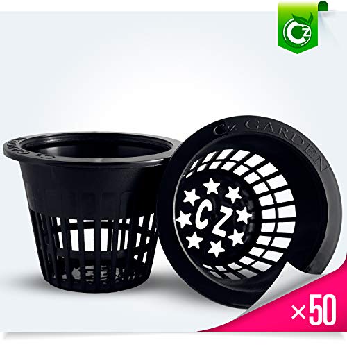 Product Cover 3 inch Net Cups Heavy Duty Pots Wide Rim Design - Orchids • Aquaponics • Aquaculture • Hydroponics Slotted Mesh for Kratky Wide Mouth Mason Jars (50 Black Cz All Star Round)