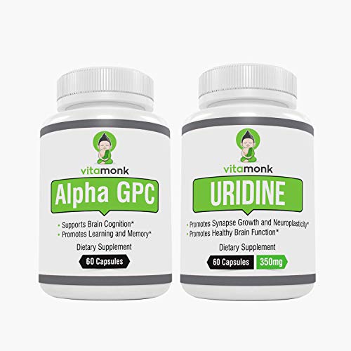 Product Cover Alpha GPC and Uridine Stack - Mr Happy Stack - Uridine Monophosphate with No Artificial Fillers - Bioavailable Choline Supplements Promote Cognition, Focus, Mental Clarity and Dopamine Receptor Health