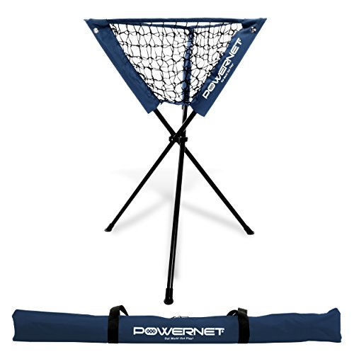 Product Cover PowerNet Baseball Softball Portable Batting Practice Ball Caddy (Navy) | Use During Training and Drills | Save Your Back No More Bending | Holds up to 60 Baseballs | Instant Setup | Team Colors
