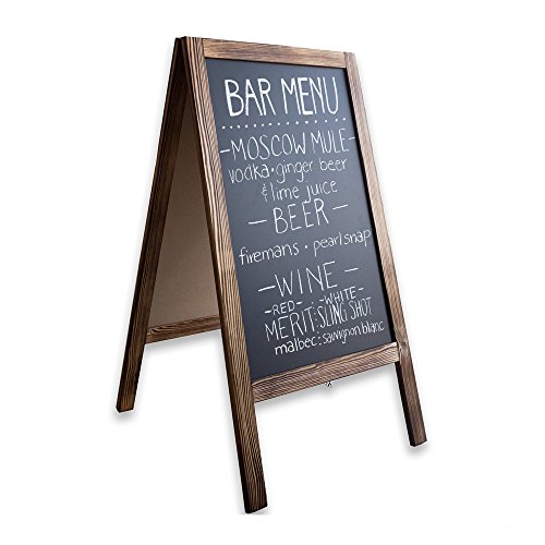 Product Cover Wooden A-Frame Sign with Eraser & Chalk - 40 x 20 Inches Magnetic Sidewalk Chalkboard - Sturdy Freestanding Sandwich Board Menu Display for Restaurant, Business or Wedding