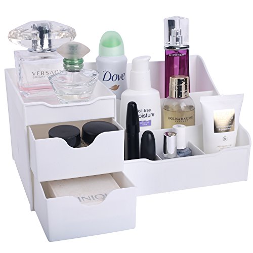 Product Cover Mantello Makeup Organizer Vanity Organizer with Drawers, White