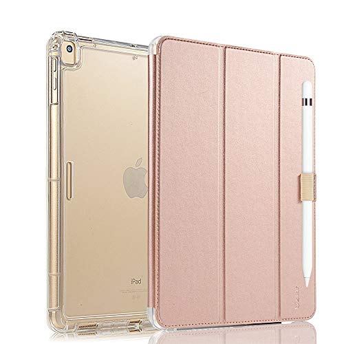 Product Cover Valkit iPad Pro 12.9 2017 Cover, iPad Pro 12.9 Case, Apple iPad Pro 12.9 Inch 2015 Folio Smart Folio Stand Protective Heavy Duty Rugged Armor Cases with Apple Pencial Holder, Rose Gold