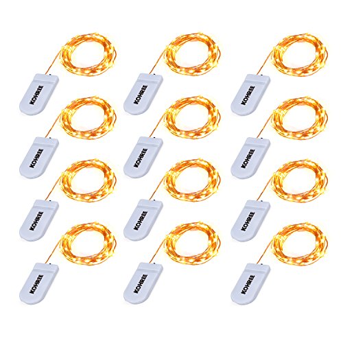 Product Cover Kohree 12 Pack Fairy Lights Battery Operated, 7.2ft 20 LED Twinkle Mason Jar Lights Waterproof Mini String Copper Wire Firefly Starry Lights for Christmas Party Crafts Decoration,Warm White