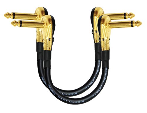 Product Cover 2 Units - 6 Inch - Pedal, Effects, Patch, instrument cable CUSTOM MADE By WORLDS BEST CABLES - made using Mogami 2319 wire and Eminence Gold Plated ¼ inch (6.35mm) R/A Pancake type Connectors