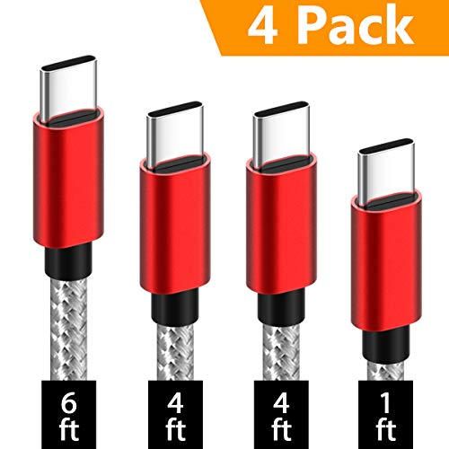 Product Cover USB Type C Cable,Covery USB C Cable 4 Pack (1x1ft,2x4ft, 1x6ft), Nylon Braided USB C to USB A Cable for Samsung Galaxy S8,Apple MacBook, Nexus 6P 5X,Google Pixel,LG G5 G6,and More (Grey)