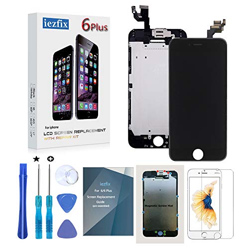 Product Cover iezfix for iPhone 6 Plus Screen Replacement LCD Screen Full Assembly Kit with Front Camera + Ear Speaker + Proximity Sensor + Repair Tools + Glass Screen Protector (6Plus Black)