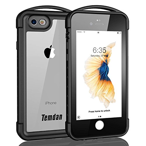 Product Cover Temdan iPhone 6 /6s Waterproof Case, Supreme Series iPhone 6/6s Waterproof Case with Carabiner Outdoor Rugged Shockproof Case for iPhone 6/6s -Black (iPhone 6/6s)