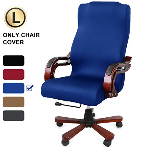 Product Cover CAVEEN Office Chair Cover Computer Chair Universal Boss Chair Cover Modern Simplism Style High Back Large Size (Chair not Included) Blue Large