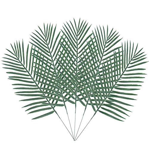 Product Cover Warmter 10PCS Artificial Palm Tree Faux Plastics Leaves Green Plants Greenery for Flowers Arrangement Wedding Decoration Faux Palm Leaves