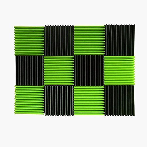 Product Cover (12 Pk) Green / Charcoal acoustic foam tiles soundproofing foam panels sound insulation soundproof foam padding sound dampening Studio sound proof padding 1