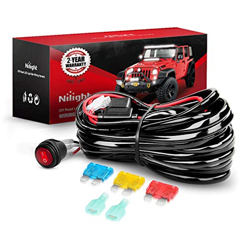 Product Cover Nilight 10007W 1 Wiring Harness Kit 14AWG Heavy Duty 12V On-Off Switch Power Relay Blade Fuse for Off Road LED Work Light Bar-ONE Lead,2 Years Warranty