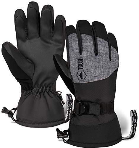 Product Cover Ski & Snow Gloves - Waterproof & Windproof Winter Snowboard Gloves for Men & Women for Cold Weather Skiing & Snowboarding - With Wrist Leashes, Nylon Shell, Thermal Insulation & Synthetic Leather Palm