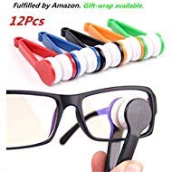 Product Cover 12 pcs Mini Sun Glasses Eyeglass Microfiber Spectacles Cleaner Brush Cleaning Tool,Random Color (12)