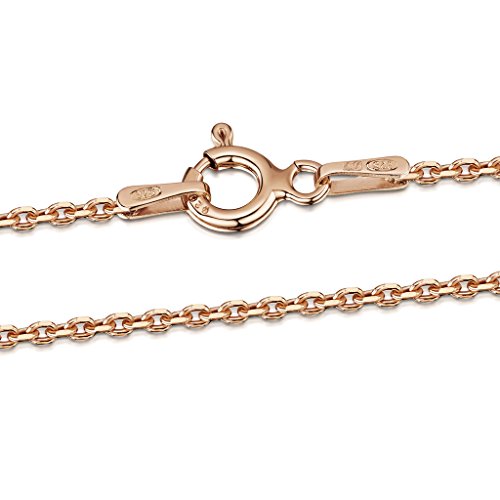 Product Cover Amberta 14K Rose Gold Plated on 925 Sterling Silver 1.3 mm Diamond Cut Trace Chain Necklace 14