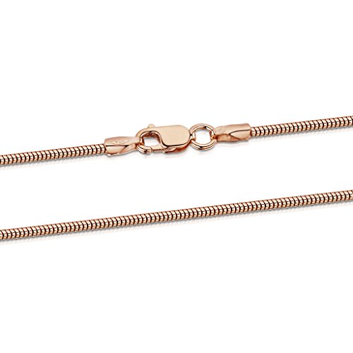 Product Cover Amberta 14K Rose Gold Plated on 925 Sterling Silver 1.4 mm Snake Chain Necklace 16