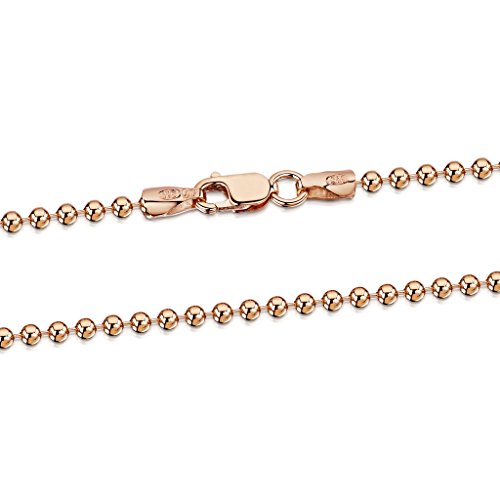 Product Cover Amberta 14K Rose Gold Plated on 925 Sterling Silver 2 mm Ball Chain Necklace 16