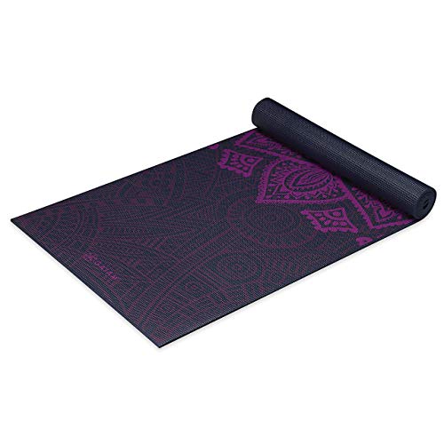 Product Cover Gaiam Yoga Mat Premium Print Extra Thick Non Slip Exercise & Fitness Mat for All Types of Yoga, Pilates & Floor Workouts, Plum Sundial Layers, 6mm