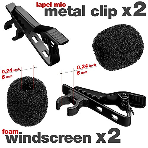 Product Cover Lavalier Microphone Clip + Foam Windscreen Cover - 2x Lapel Mic Clip + 2x Lapel Mic Cover - Lavalier Microphone Replacement Kit