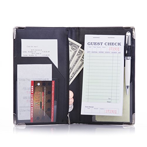 Product Cover Deluxe Server Book for Restaurant Waiter Waitress Waitstaff | Highest Quality and Durability | 9 Pocket Organizer includes Zipper Pouch with Pen Holder | Holds Guest Checks, Money, Order Pad