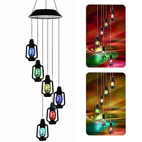 Product Cover AceList Color-Changing Solar Powered Lanterns Wind Chime Wind Moblie LED Light, Gzero Spiral Spinner Windchime Portable Outdoor Chime for Patio, Deck, Yard, Garden, Home,