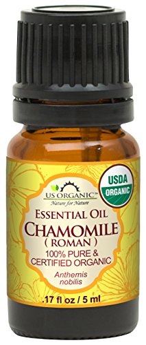 Product Cover US Organic 100% Pure Chamomile (Roman) Essential Oil - USDA Certified Organic, Steam Distilled - W/Euro Dropper (More Size Variations Available) (5 ml / 1/6 fl oz)