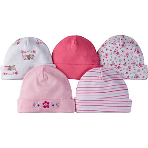 Product Cover Gerber Baby Girls 5 Pack Cap, Lil' Flowers, 0-6 Months