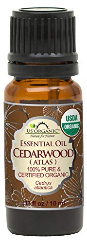 Product Cover US Organic 100% Pure Cedarwood Essential Oil (Atlas) - USDA Certified Organic, Steam Distilled (More Size Variations Available) (10 ml / .33 fl oz)