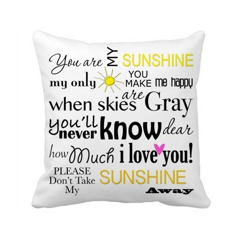 Product Cover Decorbox You Are My Sunshine Quote Pattern 18x18 Inch Polyester Cotton Square Throw Pillow Case Decorative Durable Cushion Slipcover Home Decor Standard Size Accent Pillowcase Encasement Slip Cover