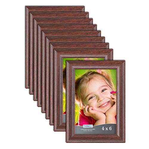 Product Cover Icona Bay 4x6 Picture Frame (12 Pack, Teak Wood Finish), Photo Frame 4 x 6, Composite Wood Frame for Walls or Tables, Set of 12 Lakeland Collection