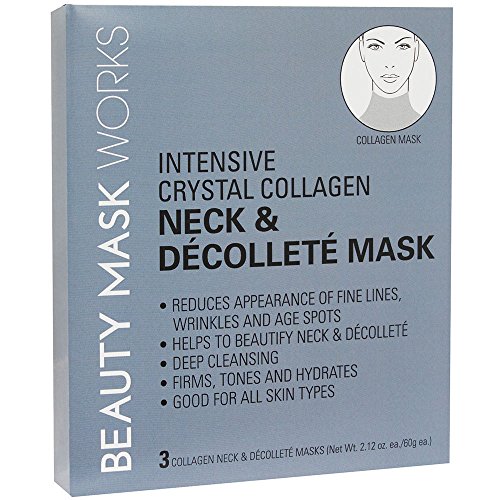 Product Cover Beauty Mask Works Intensive Crystal Collagen Neck & DÈcolletÈ Mask, Reduces Appearance of Fine Lines, Wrinkles and Age Spots, for All Skin Types, 3-Count
