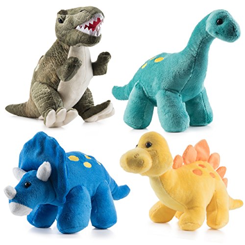 Product Cover Prextex High Qulity Plush Dinosaurs 4 Pack 10'' Long Great Gift for Kids Stuffed Animal Assortment Great Set for Kids