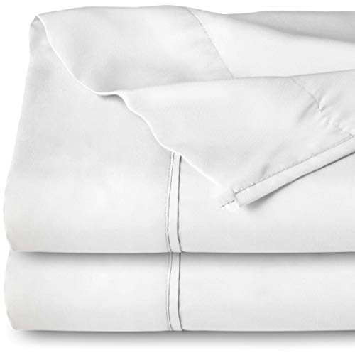 Product Cover Flat Top Sheet Premium 1800 Ultra-Soft Microfiber Collection - Double Brushed, Hypoallergenic, Wrinkle Resistant, Easy Care (King - 2 Pack, White)
